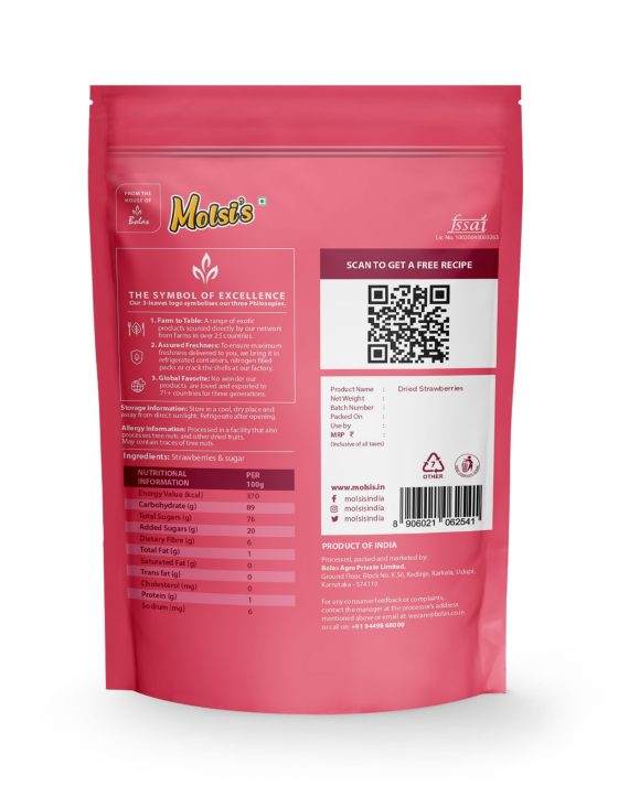 Molsi's Strawberries Dried 200g-Dryfruits