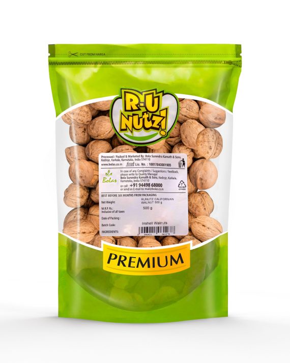 R U Nuts Walnut In Shells 500g -Akhrot